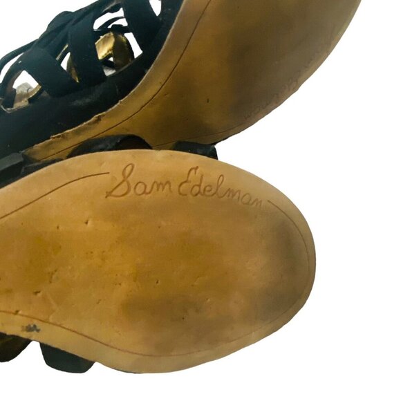 SAM EDELMAN Sandals Size 6 Black Dawson Suede Strap Gladiator Greek Open Toe s-4 - Picture 11 of 13